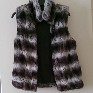 Jennifer Lopez Black and White Faux Fur Vest